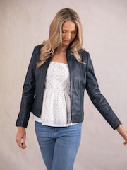 Lakeland Leather Navy Anthorn Leather Jacket - Image 8 of 9