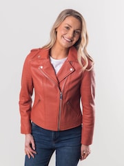 Lakeland Leather Orange Esthwaite Classic Leather Biker Jacket - Image 1 of 6