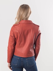 Lakeland Leather Orange Esthwaite Classic Leather Biker Jacket - Image 2 of 6