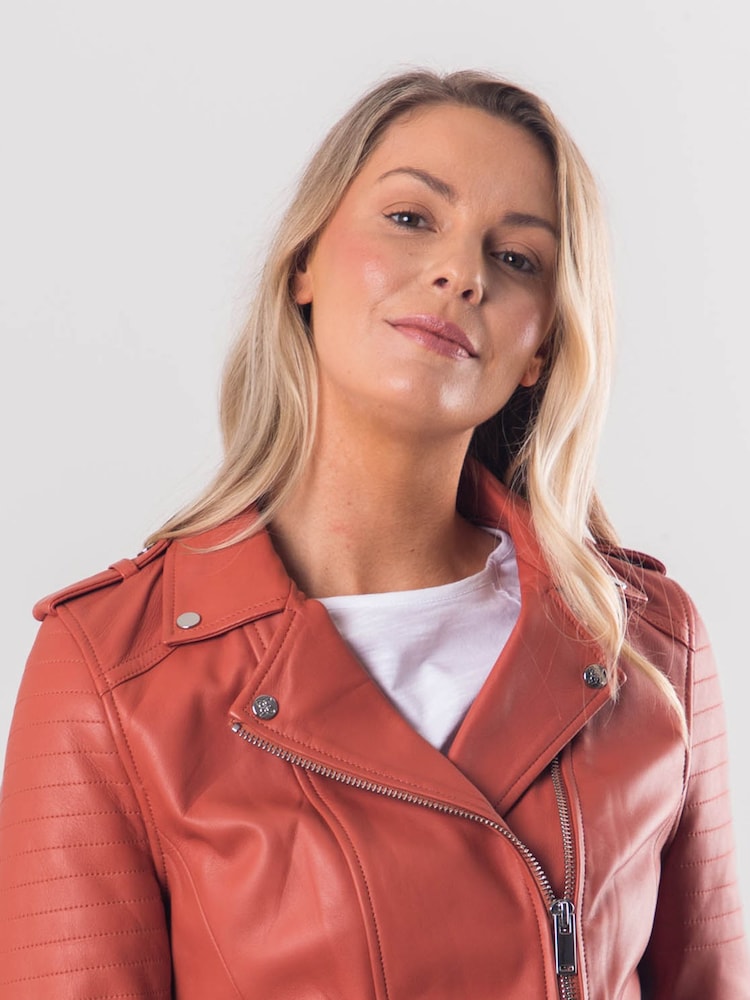Orange - Lakeland Leather Esthwaite Classic Biker Jacket - Image 3 of 6