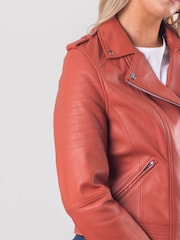 Lakeland Leather Orange Esthwaite Classic Leather Biker Jacket - Image 4 of 6