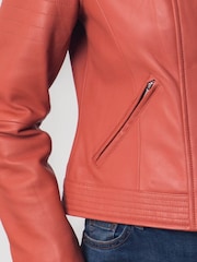 Lakeland Leather Orange Esthwaite Classic Leather Biker Jacket - Image 5 of 6