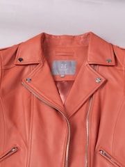 Lakeland Leather Orange Esthwaite Classic Leather Biker Jacket - Image 6 of 6