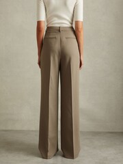 Reiss Khaki Madelyn Wide Leg Front Pleat Suit Trousers - Image 4 of 5