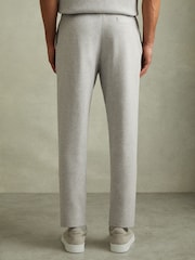 Reiss Soft Grey Melange Jett Knitted Front Seam Elasticated Joggers - Image 4 of 5