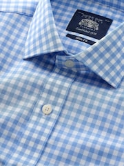 Savile Row Company Slim Fit Blue Single Cuff Check 100% Cotton Shirt - Image 5 of 6