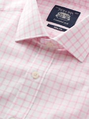 Savile Row Company Slim Fit Pink Double Cuff Row Check 100% Cotton Shirt - Image 5 of 6