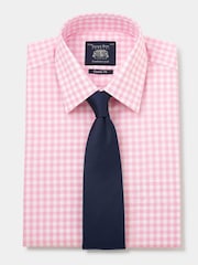 Savile Row Company Classic Fit Pink Savile Row Check Double Cuff 100% Cotton Shirt - Image 3 of 6