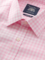 Savile Row Company Classic Fit Pink Savile Row Check Double Cuff 100% Cotton Shirt - Image 5 of 6