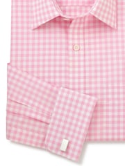 Savile Row Company Classic Fit Pink Savile Row Check Double Cuff 100% Cotton Shirt - Image 6 of 6