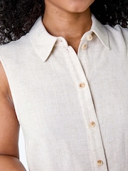Roman Natural Linen Blend Sleeveless Blouse - Image 5 of 5