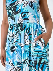 Roman Blue Tropical Leaf Print Pocket Dress - Image 5 of 5
