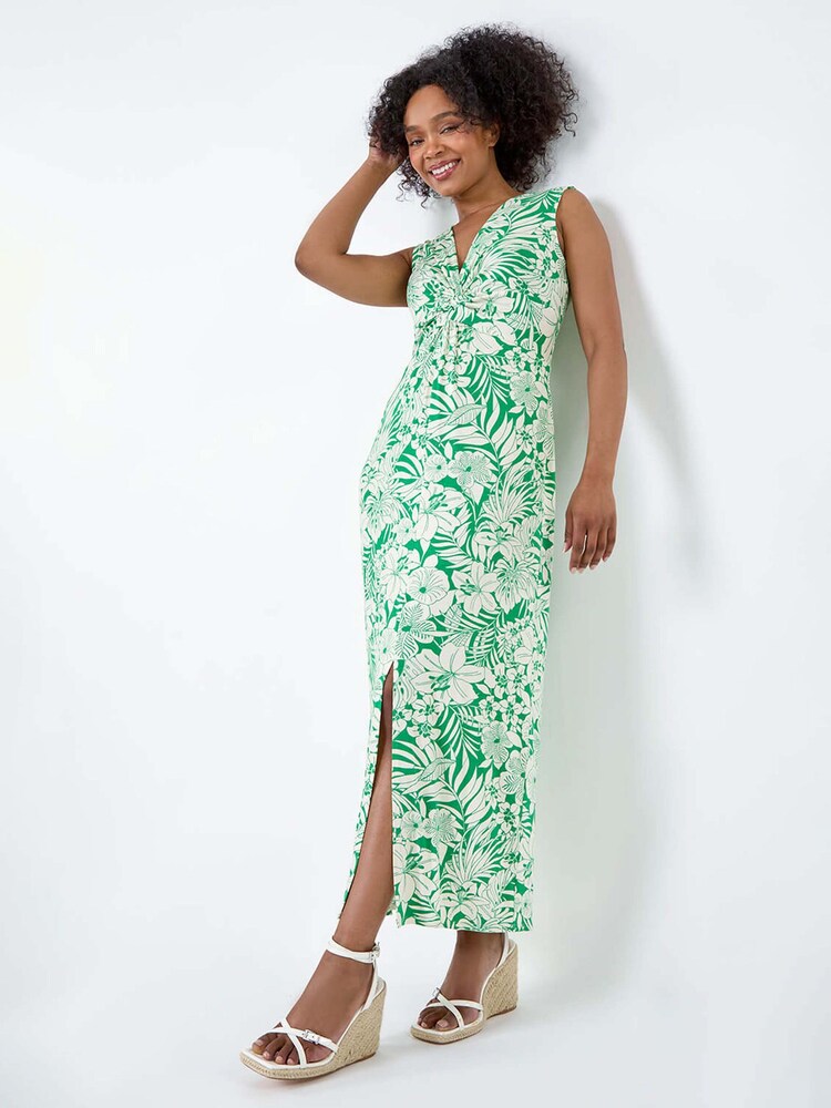 Roman Green Tropical Twist Stretch Maxi Dress - Image 1 of 5