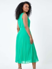 Roman Green Pleated Midi Dress - Image 3 of 5