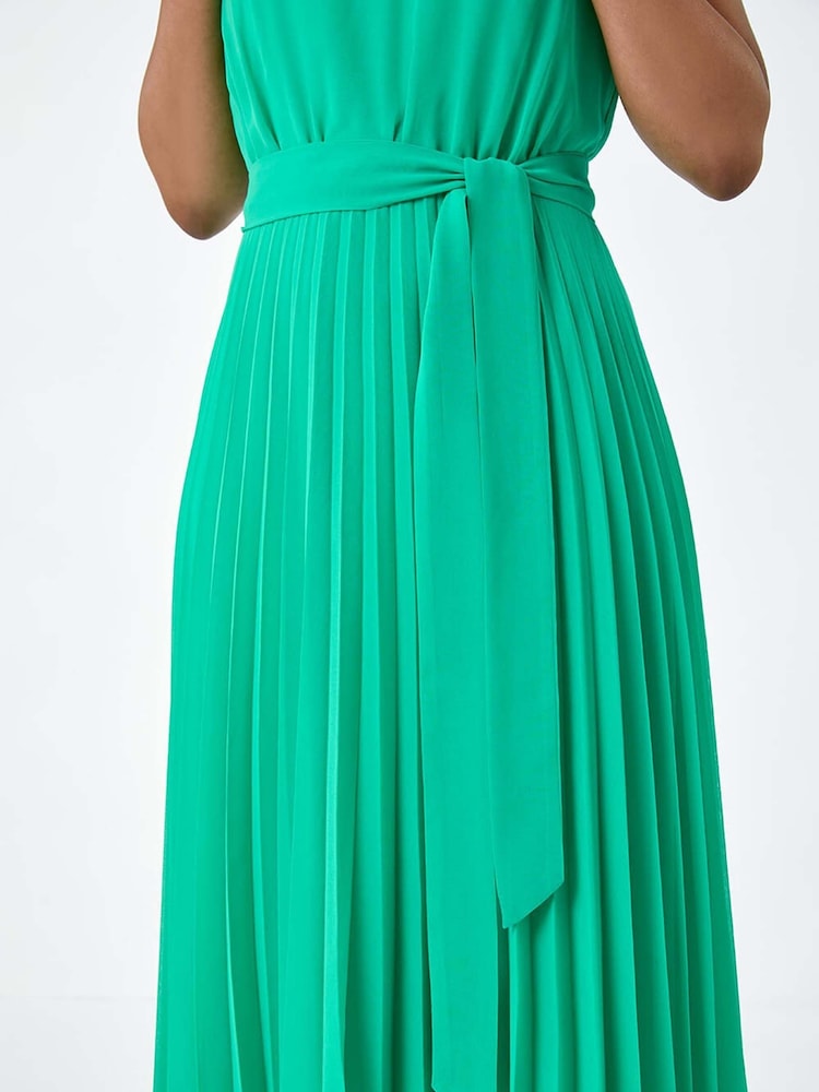 Roman Green Pleated Midi Dress - Image 5 of 5