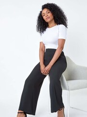 Roman Black Pocket Wide Leg Trousers - Image 1 of 5