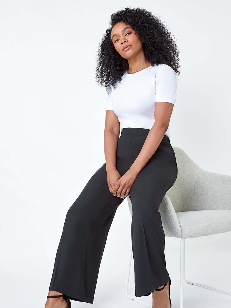 Roman Black Pocket Wide Leg Trousers - Image 1 of 5