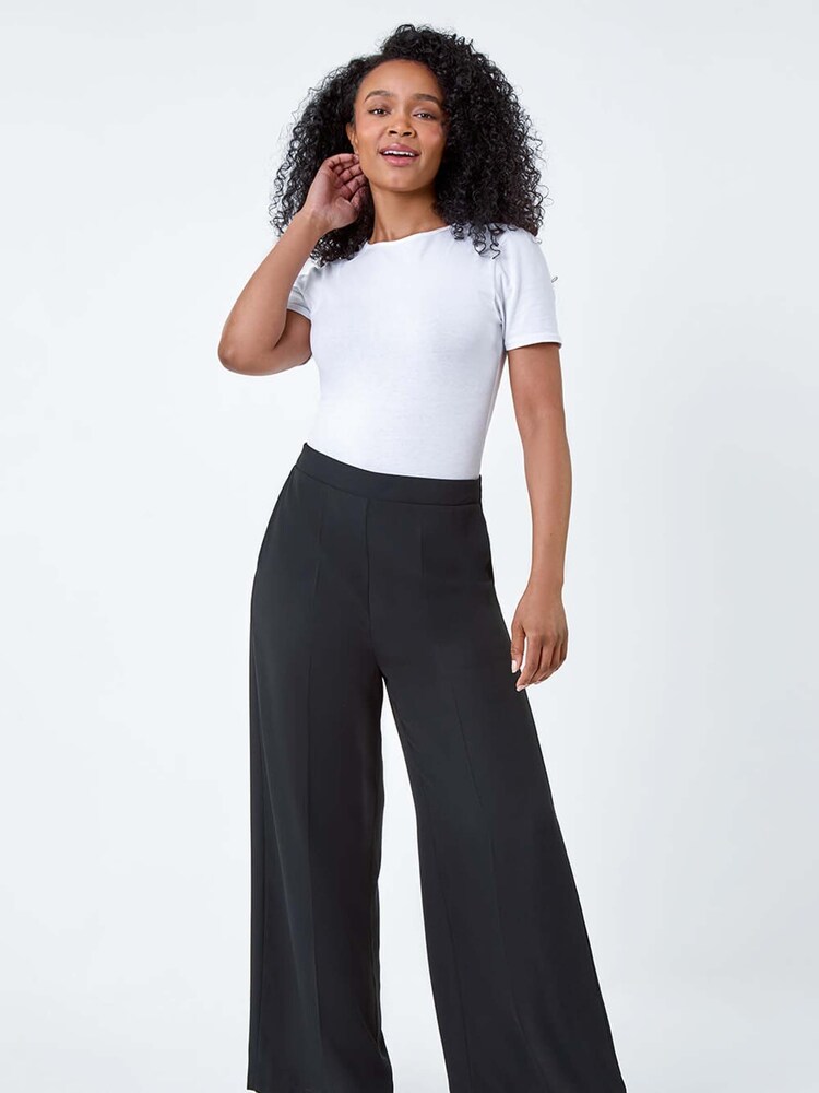 Roman Black Pocket Wide Leg Trousers - Image 2 of 5