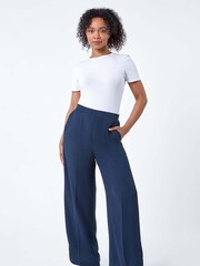 Roman Blue Pocket Wide Leg Trousers - Image 1 of 5