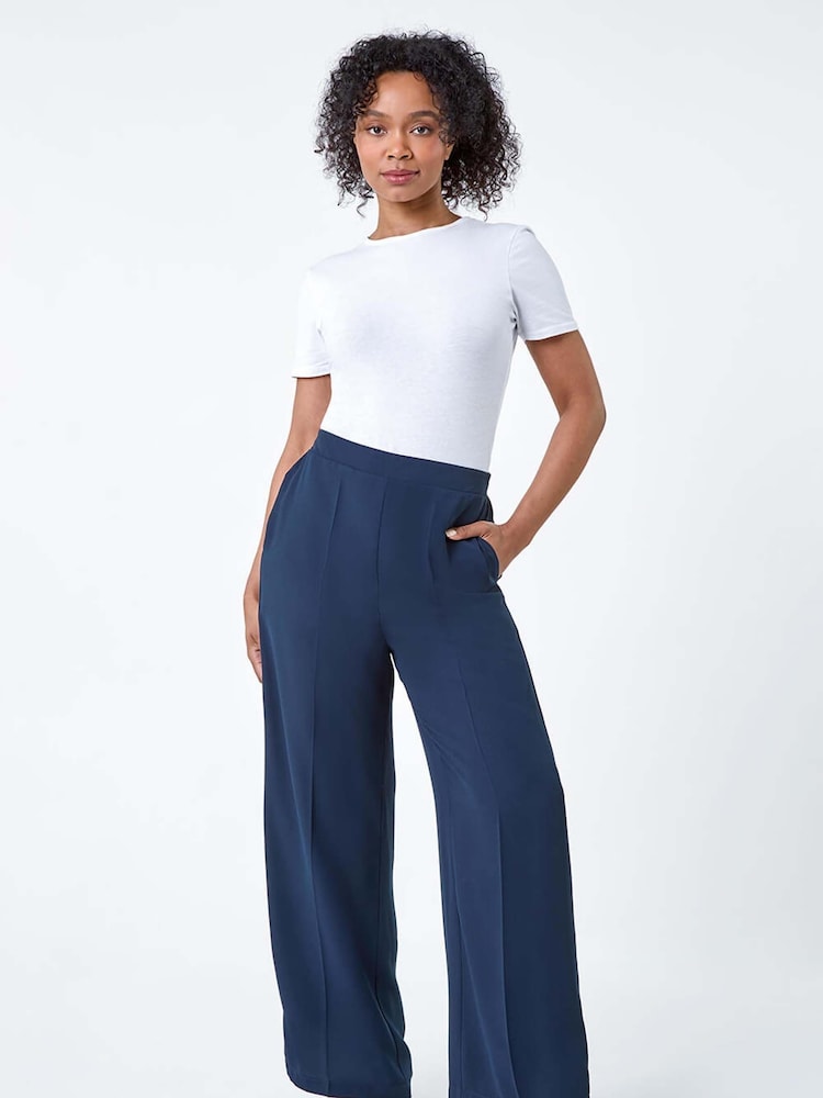 Roman Blue Pocket Wide Leg Trousers - Image 1 of 5