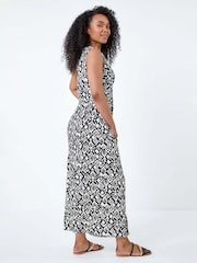 Roman Black Aztec Style Twist Front Stretch Maxi Dress - Image 3 of 5