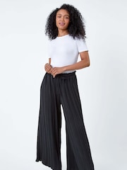 Roman Black Pleated Wide Leg Trousers - Image 2 of 5