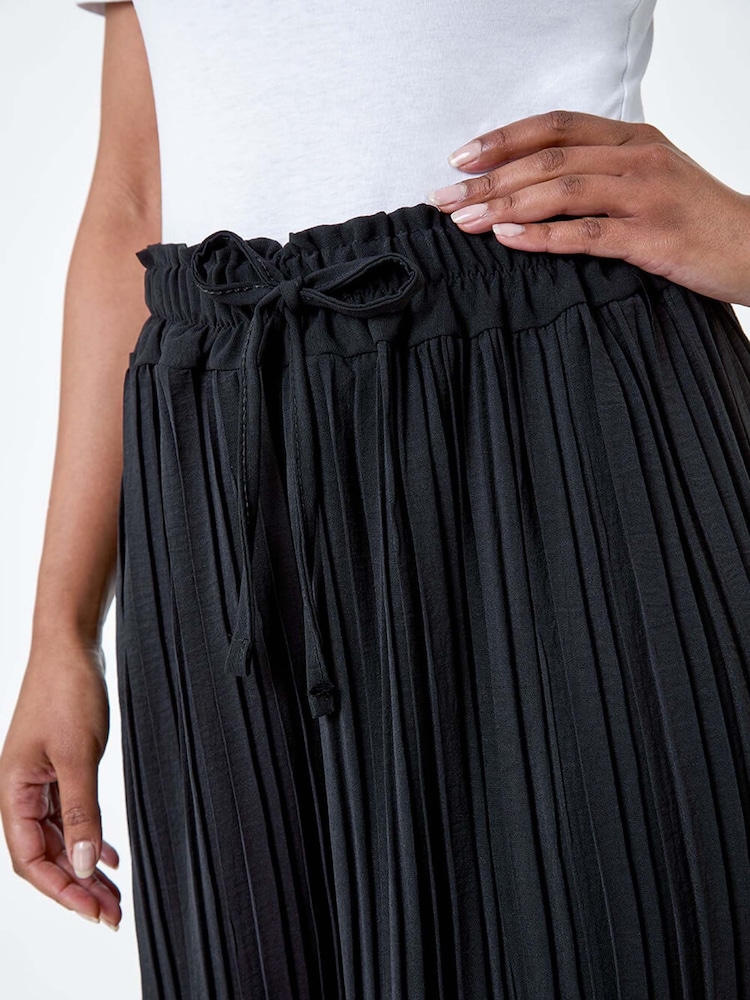 Roman Black Pleated Wide Leg Trousers - Image 5 of 5