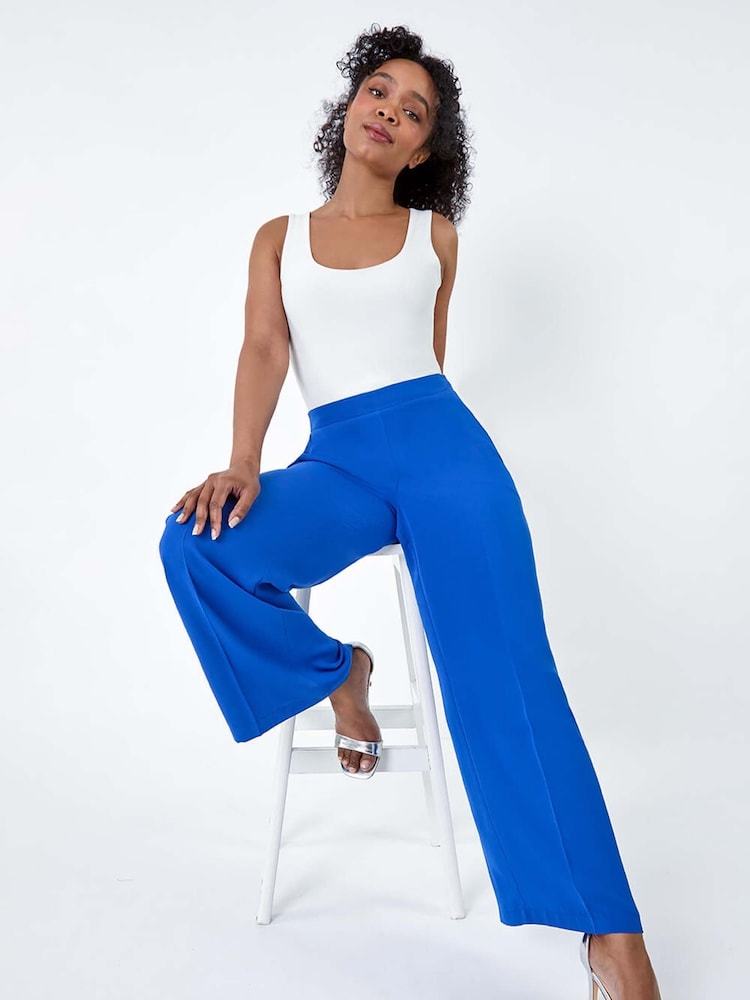 Roman Blue Pocket Wide Leg Trousers - Image 1 of 5