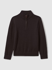 Reiss Coco Brown Blackhall 3-9 yrs Merino Wool Half-Zip Funnel Neck Jumper - Image 2 of 5