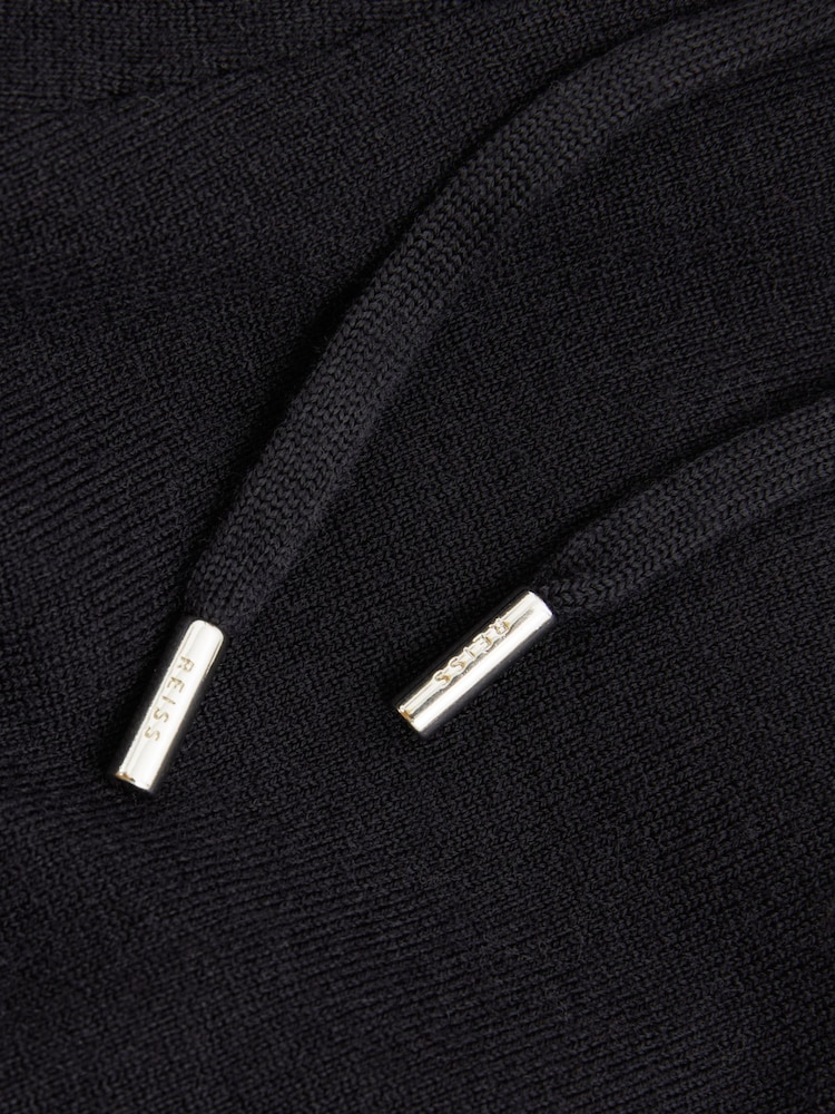Reiss Navy Billings Merino Wool Blend Drawstring Joggers - Image 5 of 5