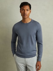 Reiss Airforce Blue Wessex Merino Wool Crew Neck Jumper - Image 1 of 4