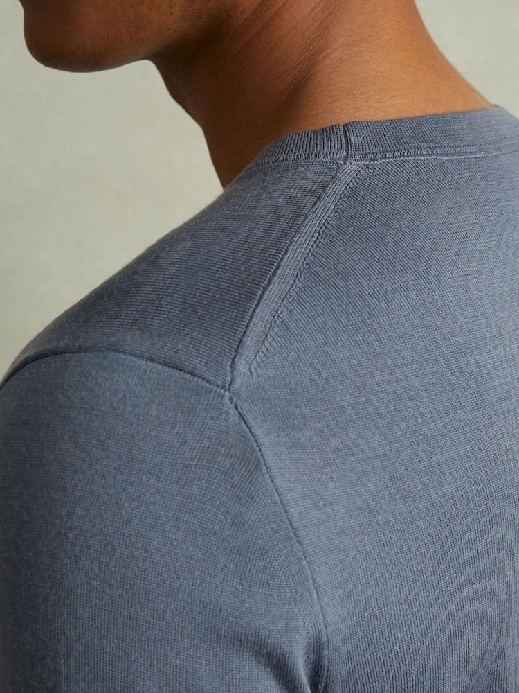 Reiss Airforce Blue Wessex Merino Wool Crew Neck Jumper - Image 2 of 4