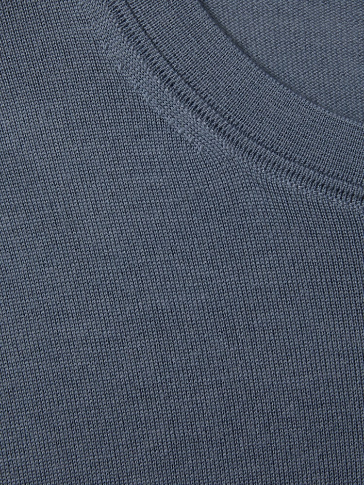 Reiss Airforce Blue Wessex Merino Wool Crew Neck Jumper - Image 4 of 4