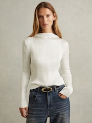 Reiss Ivory Ember High Neck Plisse Top - Image 1 of 5