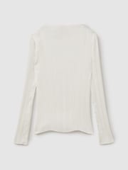 Reiss Ivory Ember High Neck Plisse Top - Image 2 of 5