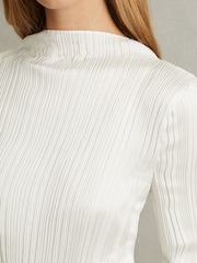 Reiss Ivory Ember High Neck Plisse Top - Image 3 of 5