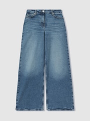Reiss Mid Blue Crete Wide Leg Jeans - Image 2 of 5