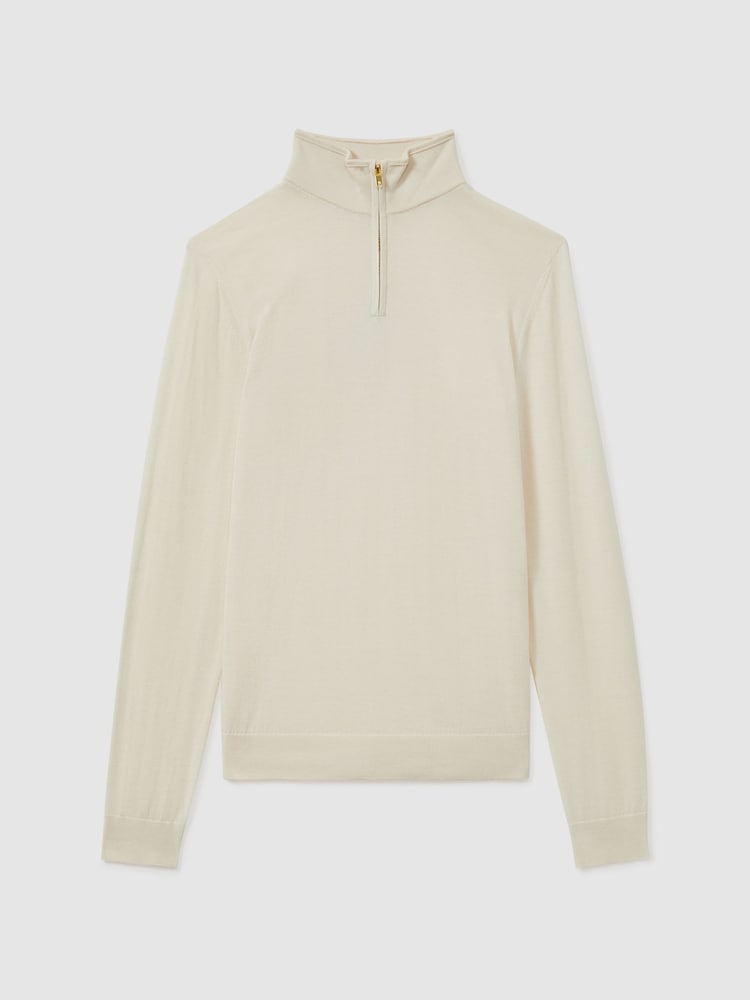 Reiss Snow Maxwell Merino Wool Half-Zip Polo Shirt - Image 2 of 5