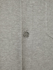 Reiss Soft Grey Melange Monk Knitted Cuban Collar Shirt - Image 5 of 5