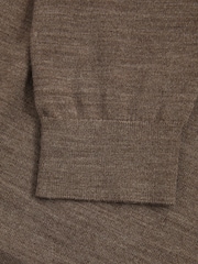 Reiss Dark Brown Melange Maxwell Merino Wool Half-Zip Polo Shirt - Image 6 of 6