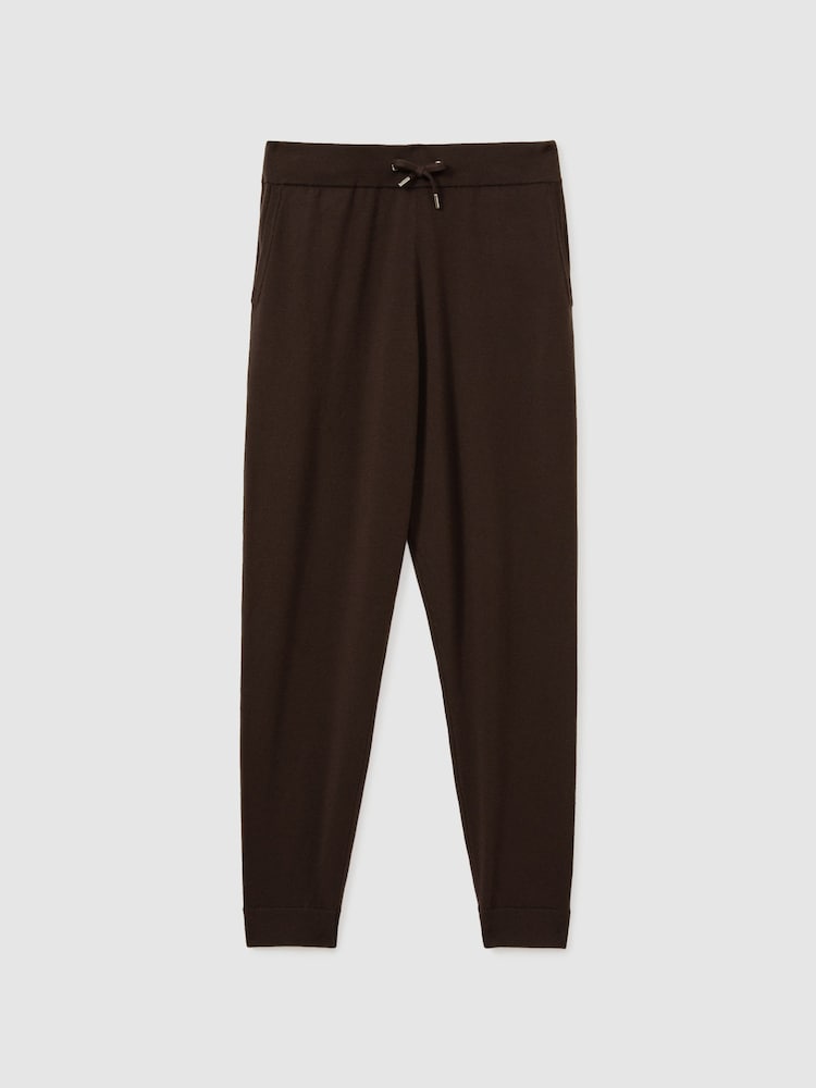 Reiss Coco Brown Billings Merino Wool Blend Drawstring Joggers - Image 2 of 6