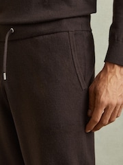 Reiss Coco Brown Billings Merino Wool Blend Drawstring Joggers - Image 3 of 6