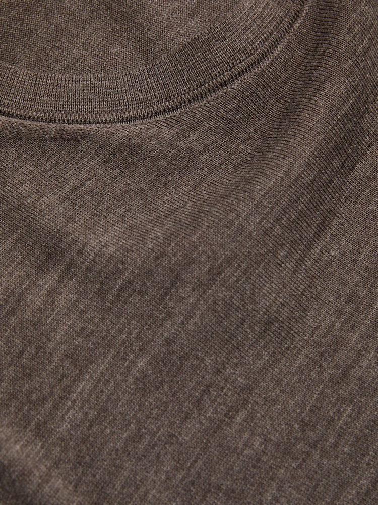 Reiss Dark Brown Melange Wessex Merino Wool Crew Neck Jumper - Image 4 of 4