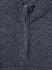 Reiss Dark Airforce Blue Melange Blackhall 3-9 yrs Merino Wool Half-Zip Funnel Neck Jumper - Image 4 of 4