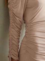 Reiss Blush Cyra Petite One-Shoulder Ruched-Jersey Midi Dress - Image 4 of 7