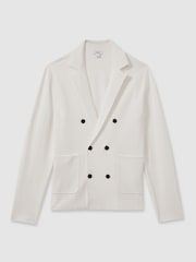 Reiss Ivory White Foulard Knitted Double Breasted Blazer - Image 2 of 5