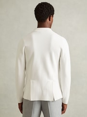 Reiss Ivory White Foulard Knitted Double Breasted Blazer - Image 4 of 5