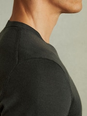 Reiss Dark Military Green Wessex Merino Wool Crew Neck Jumper - Image 4 of 5