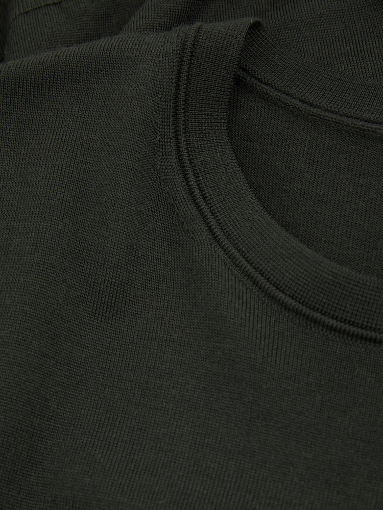 Reiss Dark Military Green Wessex Merino Wool Crew Neck Jumper - Image 5 of 5