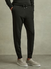 Reiss Dark Military Green Billings Merino Wool Blend Drawstring Joggers - Image 3 of 6